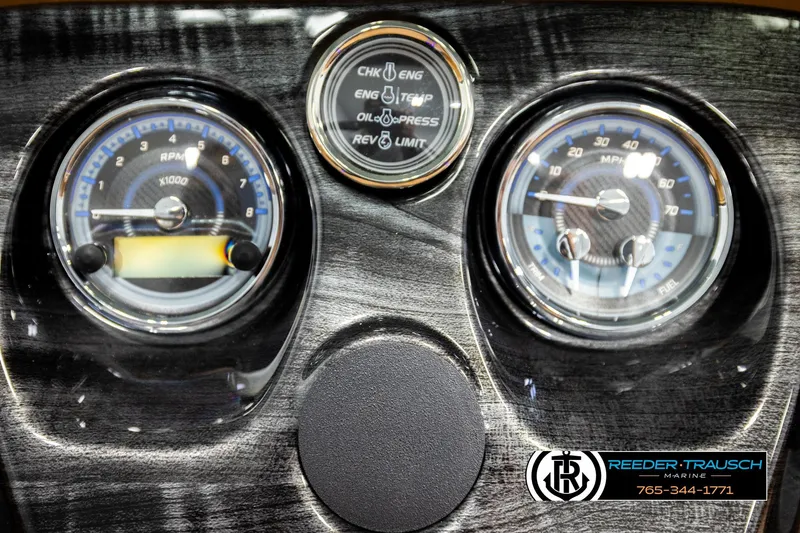 Slide: The Image of Dashboard of 2026 Avalon LSZ VRB with RPM and MPH gauges, Reeder-Trausch Marine logo. - 38