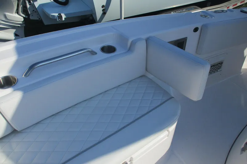 Slide: The Image of Luxurious seating on 2026 Sea Fox 282 Hybrid LT boat with cup holders and handle. - 11