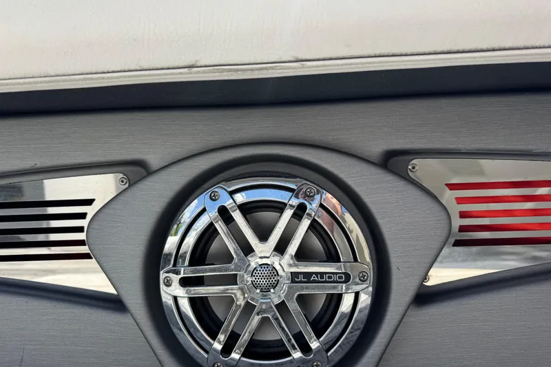 Slide: The Image of 2019 Avalon Catalina Platinum Elite speaker with JL Audio branding, featuring sleek metallic design. - 22