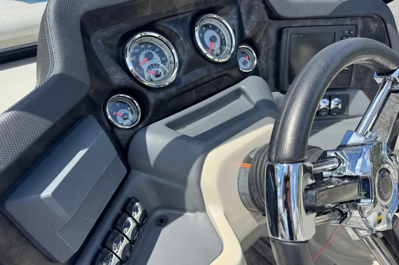 Slide: The Image of 2019 Avalon Catalina Platinum Elite dashboard with steering wheel and gauges. - 26