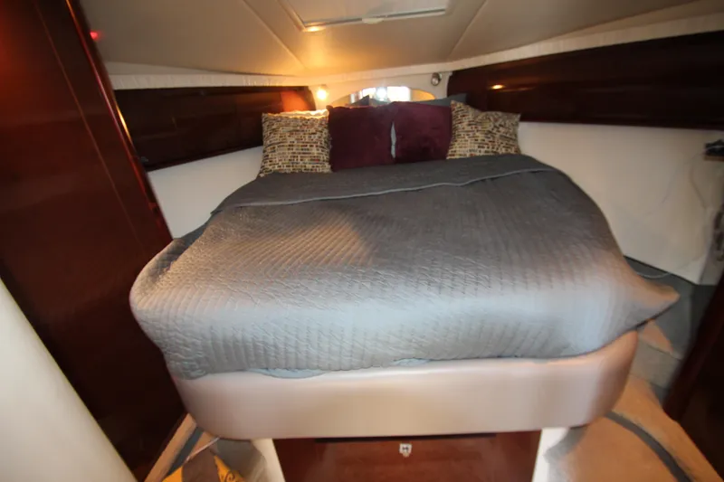 Slide: The Image of Luxurious cabin interior of 2008 Sea Ray 44 Sundancer yacht with cozy bedding. - 27