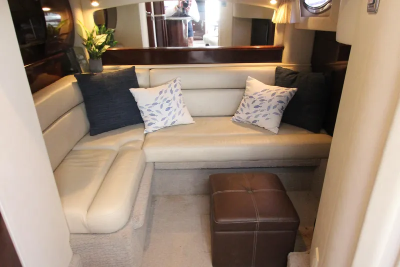 Slide: The Image of Luxurious interior of 2008 Sea Ray 44 Sundancer yacht with plush seating and decor. - 35