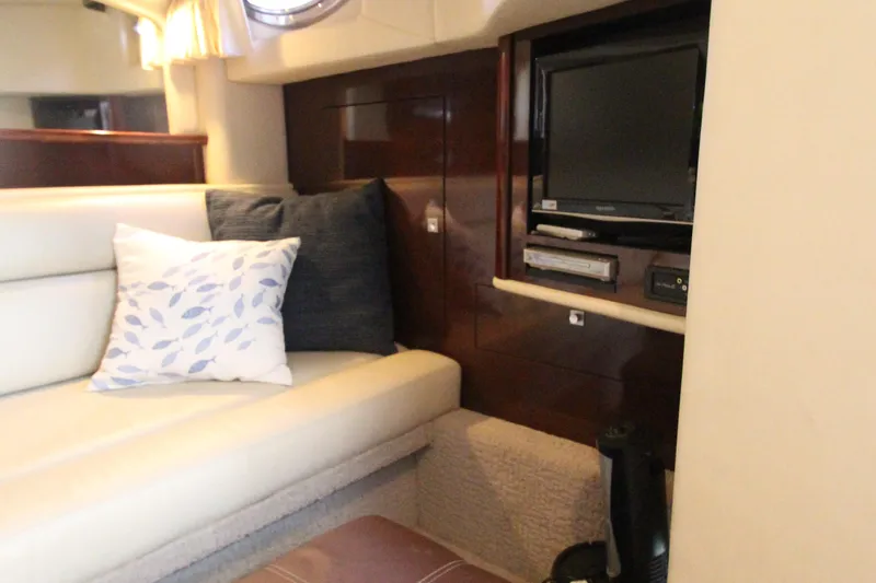 Slide: The Image of Interior of 2008 Sea Ray 44 Sundancer with cozy seating and entertainment system. - 38