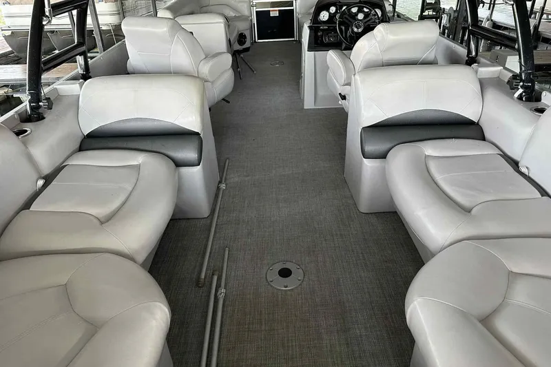 Slide: The Image of 2018 Landau Atlantis 250 Cruise interior with spacious seating and modern design. - 2