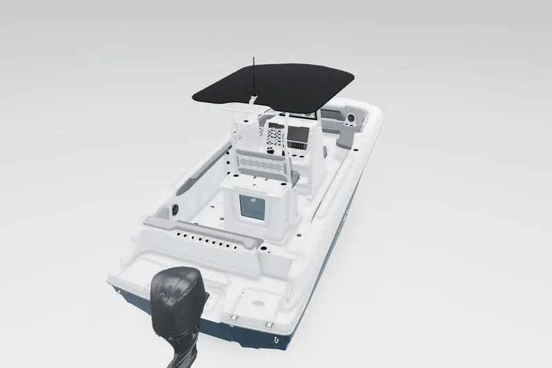 Slide: The Image of 2025 Hurricane Center Console 24 OB boat with outboard motor and black canopy. - 47