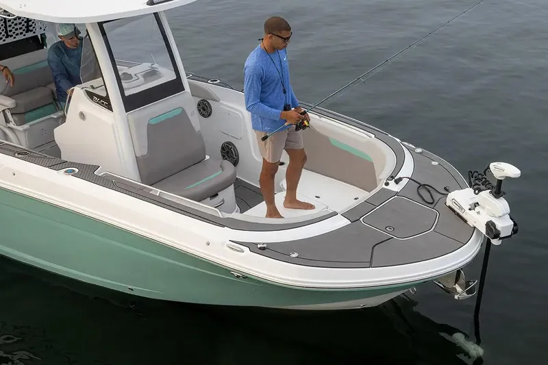 Slide: The Image of 2026 Hurricane Center Console 24 OB boat interior with modern seating and sleek design. - 8