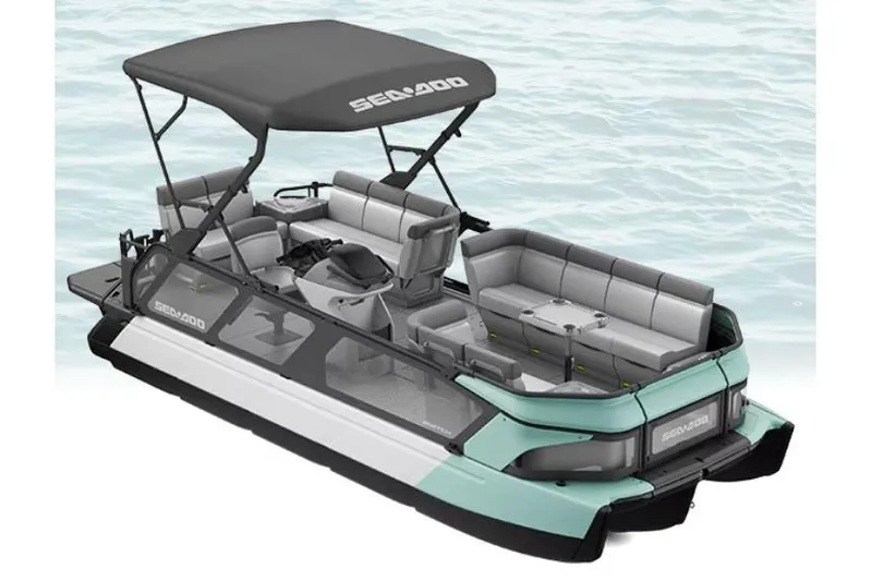 The Image of 2026 Sea-Doo Switch Cruise 21 boat with 300 hp engine on calm water. - 1