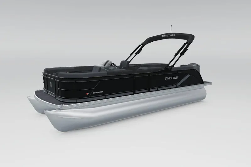 Slide: The Image of 2026 Godfrey SWEETWATER 2286 SB pontoon boat, sleek black design, modern features. - 46