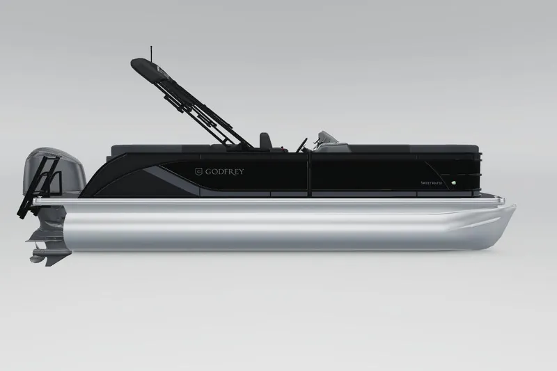 Slide: The Image of 2026 Godfrey SWEETWATER 2286 SB pontoon boat, sleek black design, side view. - 49