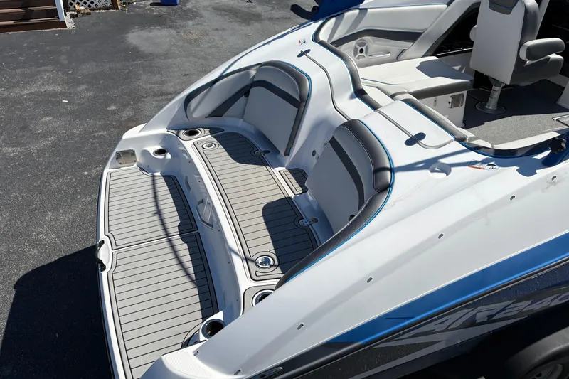 Slide: The Image of 2020 Yamaha AR240 boat interior with sleek seating and modern design. - 9