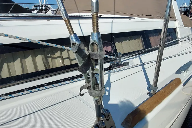 Slide: The Image of Close-up of 2015 Beneteau Oceanis 45 yacht rigging and deck details. - 11