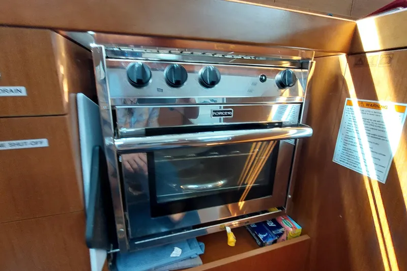 Slide: The Image of Stainless steel oven in 2015 Beneteau Oceanis 45 yacht kitchen interior. - 54