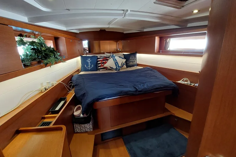 Slide: The Image of Luxurious cabin interior of 2015 Beneteau Oceanis 45 yacht with nautical decor. - 78