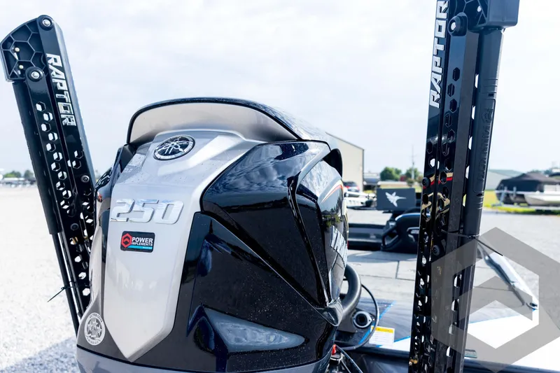 Slide: The Image of 2026 Skeeter FXR21 FLEX boat with Yamaha 250 engine and Raptor power poles. - 22