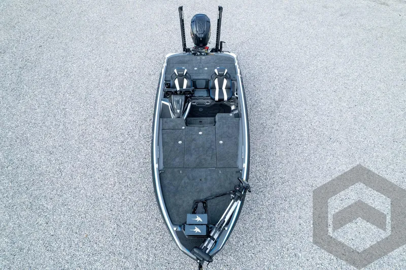 Slide: The Image of 2026 Skeeter FXR21 FLEX fishing boat, aerial view on gravel surface. - 96