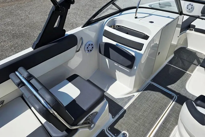 Slide: The Image of 2019 Bayliner VR5 Bowrider I/O interior with sleek seating and modern design. - 4