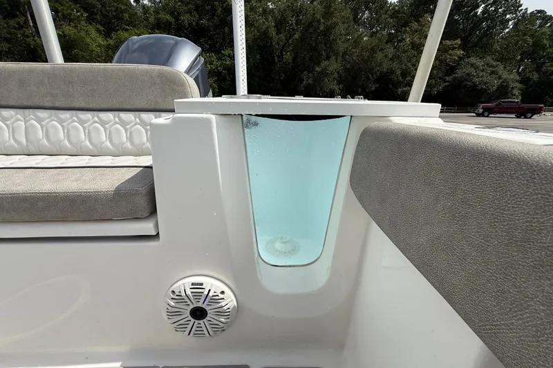 Slide: The Image of 2021 Sea Fox 248 Commander boat interior with seating and speaker detail. - 27