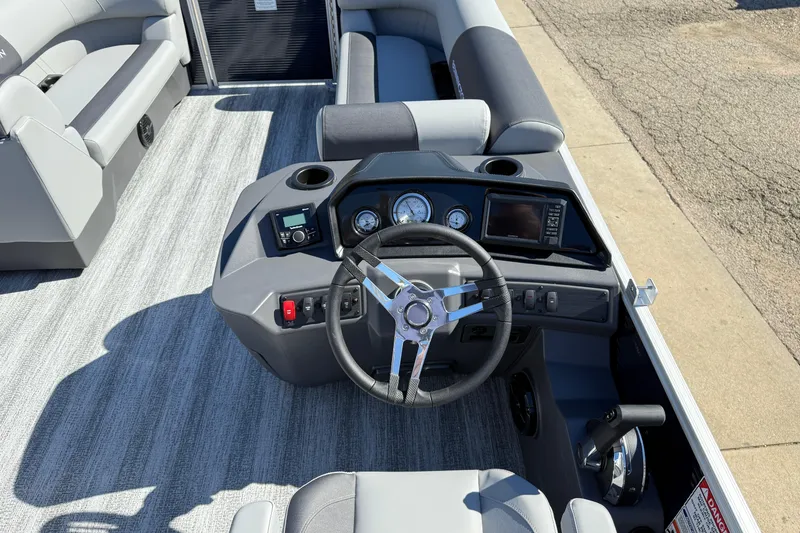 Slide: The Image of 2026 Bennington 22 SLJ pontoon boat with ladder and storage compartment. - 24