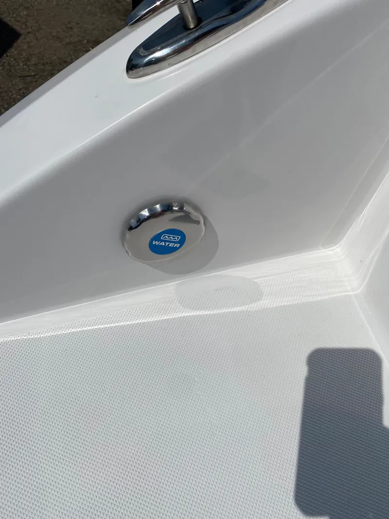 Slide: The Image of 2023 Hurricane SD 2690 OB boat interior detail with stainless steel fixture. - 11