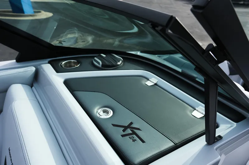 Slide: The Image of 2026 MasterCraft XT24 boat interior with sleek design and modern features. - 40