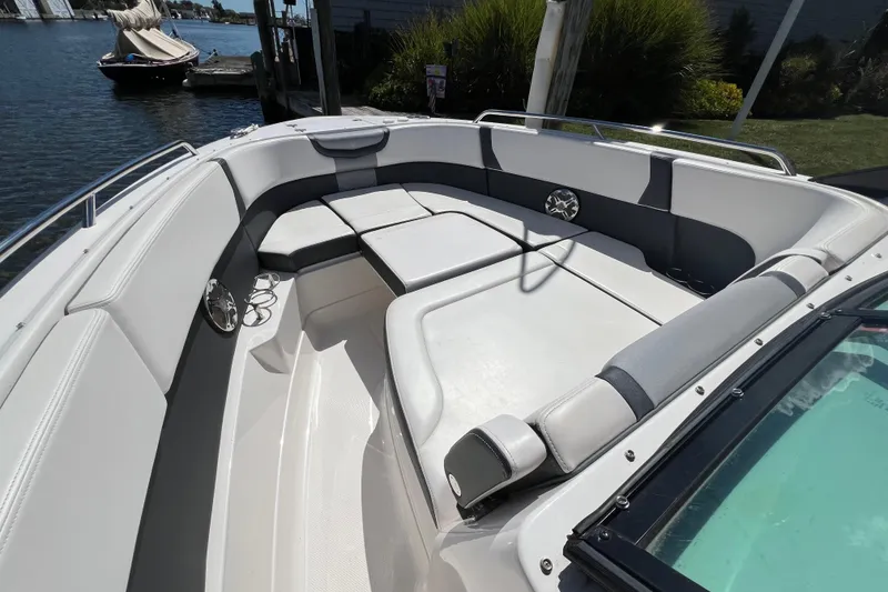 Slide: The Image of 2020 Chaparral 280 OSX boat interior with spacious seating and sleek design. - 20