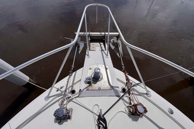 Slide: The Image of Bow of 1987 Chris-Craft 422 Commander with anchor and winch system. - 17