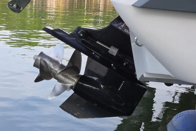 Slide: The Image of 2021 Cobalt R5 boat propeller in water, showcasing sleek design and engineering. - 11