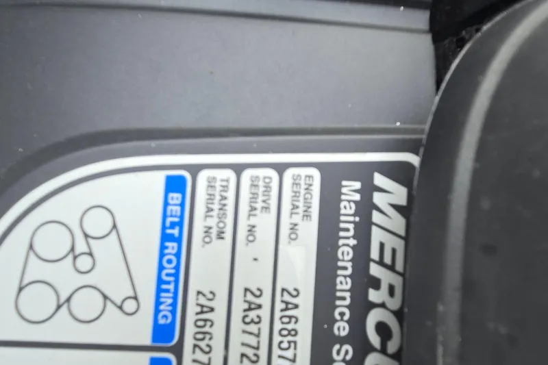 Slide: The Image of Close-up of a 2021 Cobalt R5 engine label showing serial numbers and belt routing diagram. - 61