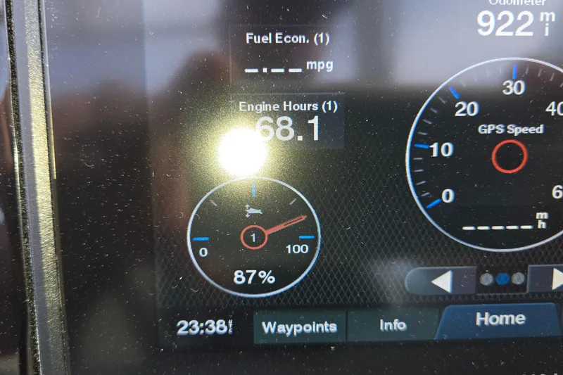 Slide: The Image of Dashboard display of a 2021 Cobalt R5 showing engine hours and odometer reading. - 62