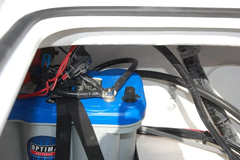 Slide: The Image of Battery compartment of 2026 Cape Horn 23 Cape Bay boat with Optima battery. - 5