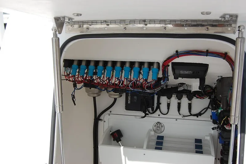 Slide: The Image of 2026 Cape Horn 23 Cape Bay boat electrical system with wiring and components. - 15