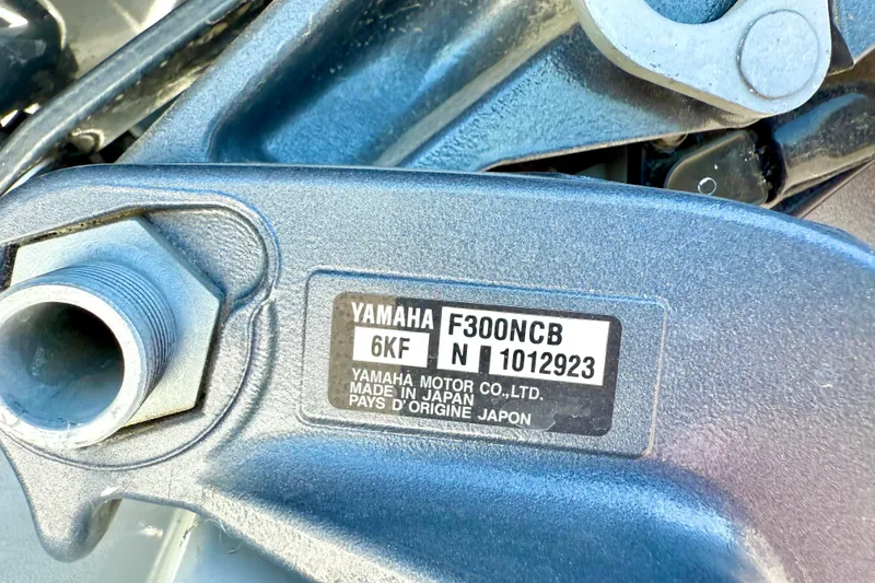 Slide: The Image of Close-up of Yamaha F300NCB engine part on 2023 Parker 2820 XLD Sport Cabin. - 76