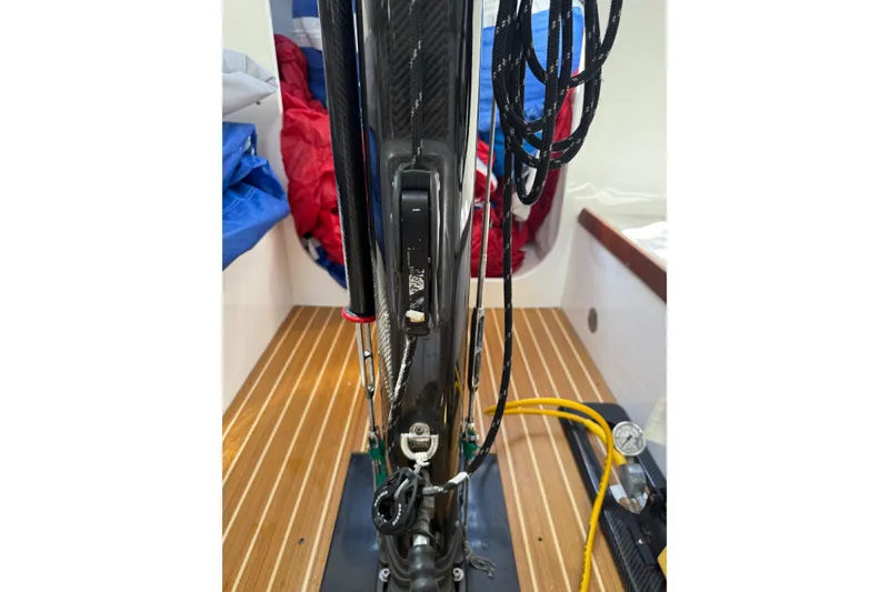 Slide: The Image of 2019 J Boats J/121 interior mast with ropes and wooden flooring. - 17