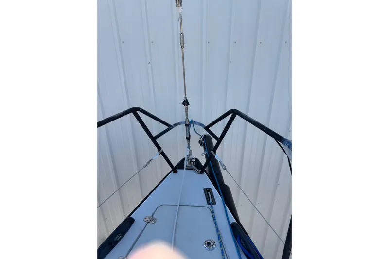 Slide: The Image of 2019 J Boats J/121 sailboat deck with rigging and safety rails. - 21