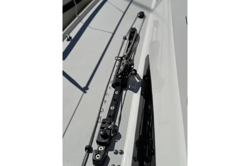 Slide: The Image of Close-up of 2019 J Boats J/121 deck hardware and rigging components. - 29