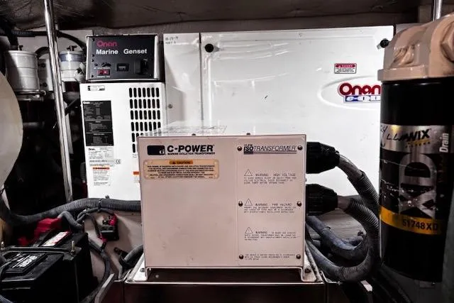 Slide: The Image of Engine room of 2004 Sea Ray 460 Sundancer with Onan Marine Genset and C-Power IsoTransformer. - 45