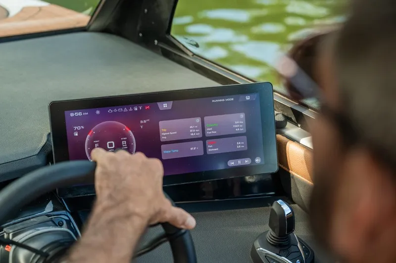 Slide: The Image of Manufacturer Provided Image: 2026 Yamaha Boats 295XD interior with luxurious brown seating and modern design. - 6