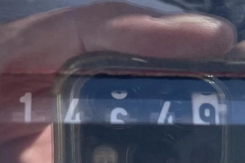 Slide: The Image of Close-up of Catalina 42, 2001 model, with visible serial numbers. - 20