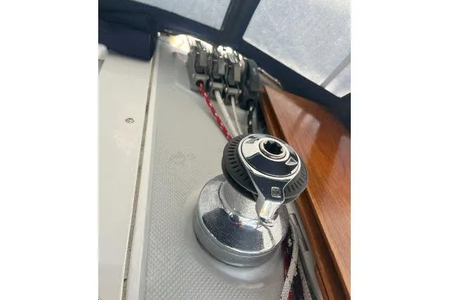 Slide: The Image of Winch and rope setup on 2000 Catalina 34 Mk II sailboat deck. - 38