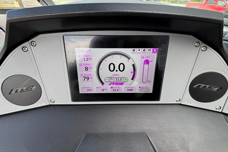 Slide: The Image of Dashboard of 2026 MB B52 23 Alpha boat displaying engine and water metrics. - 11