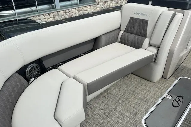 Slide: The Image of Luxurious seating on 2020 Harris Solstice 250 pontoon boat with elegant upholstery. - 24