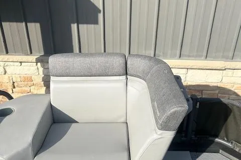 Slide: The Image of 2023 Sea Doo Switch seating with gray upholstery, showcasing modern design and comfort. - 7