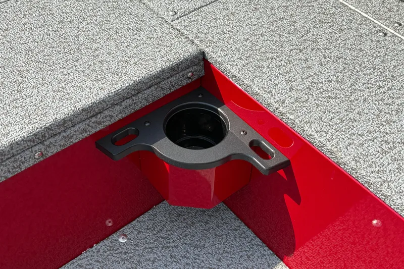 Slide: The Image of 2026 Lund 1800 Explorer SS boat interior with cup holder and gray carpet. - 26