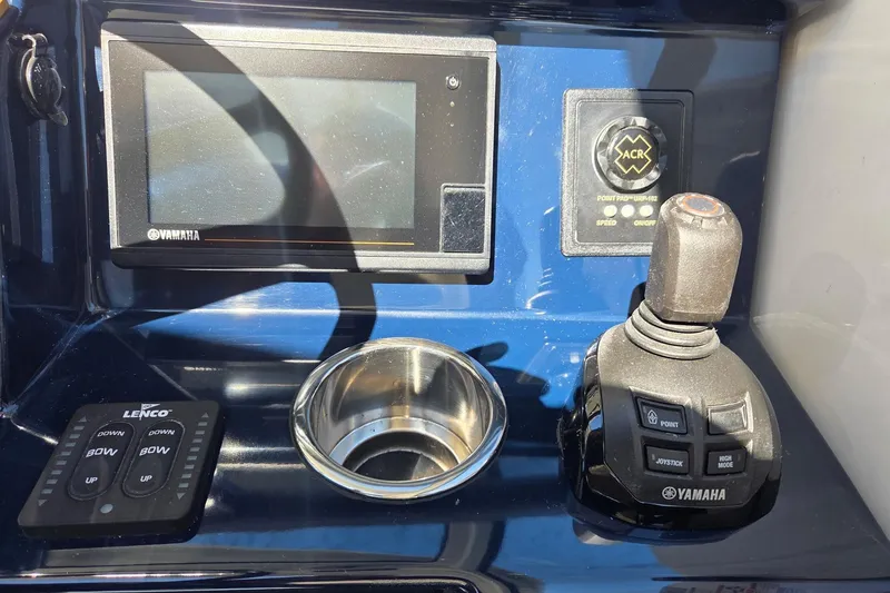 Slide: The Image of Control panel of 2020 Pursuit DC 365 Dual Console with Yamaha joystick and display. - 44