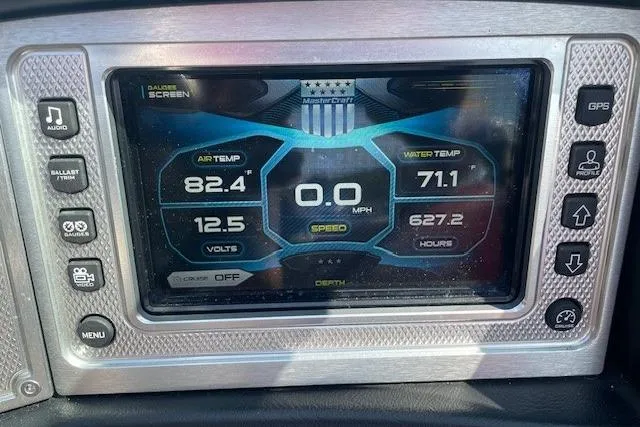 Slide: The Image of 2013 MasterCraft X-25 engine with red Ilmor cover, top view. - 11