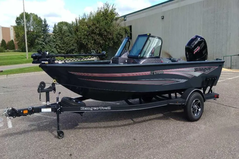 Slide: The Image of 2024 Ranger VS1782SC Angler boat on trailer, parked outdoors. - 4