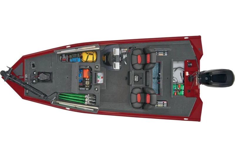 Slide: The Image of 2026 Tracker Pro Team 175 boat interior with steering wheel and seating. - 7