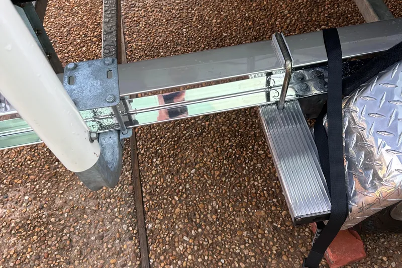 Slide: The Image of Trailer hitch detail of a 1981 Boston Whaler 13 Super Sport boat. - 12