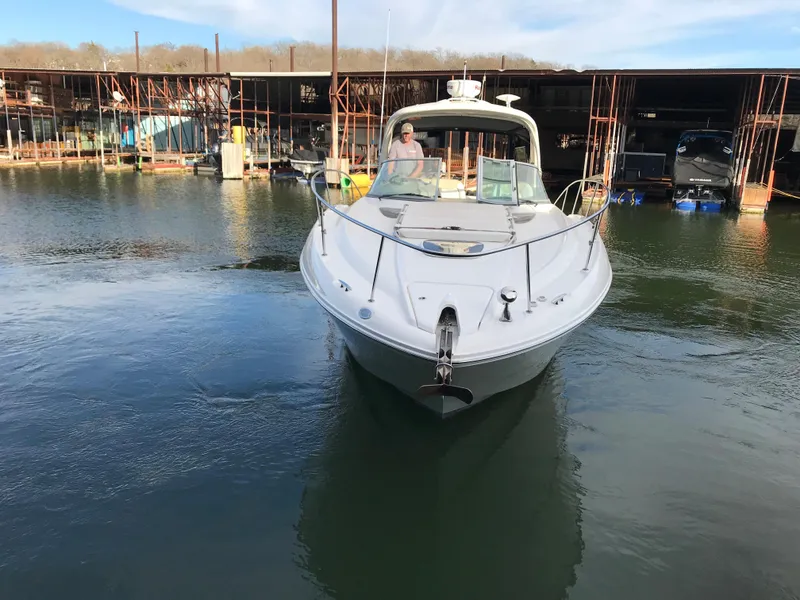 Slide: The Image of 2008 Sea Ray 330 Sundancer yacht docked in marina. - 7