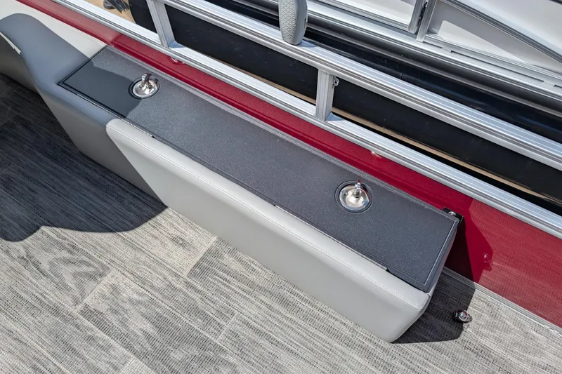 Slide: The Image of 2025 Ranger Reata 220FC boat interior with sleek seating and cup holders. - 12